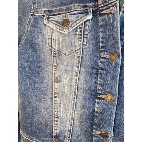 new Mavi Jeans Samantha Crop jean jacket Distressed S Y2k 90s goth grunge - Picture 2 of 12